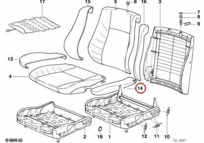 Supporto inferiore OEM 52101957631 per BMW E34, E32. BMW originale.