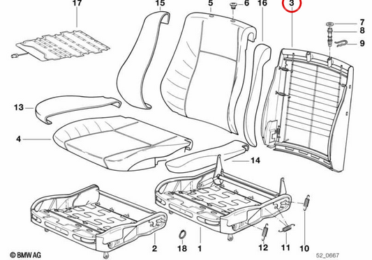 Struktur Backup OEM 52101973161 für BMW E34. Original BMW.