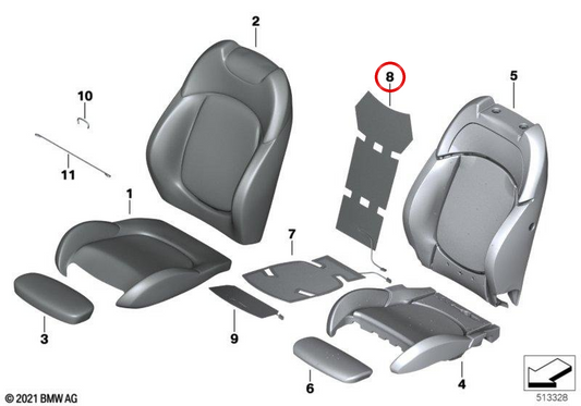 Backrest intermediate bearing OEM 52105A01F27 for MINI F56, F60, Countryman... and more. Original MINI.