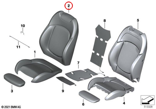 Bezug für rechte Rückenlehne Stoff/Kunstleder Hellkariert OEM 52105A08EC8 für MINI F55 LCI, F56, F57... und mehr. Originaler MINI.