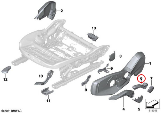 Règlement ASA support droit Old OEM 52105A323D8 pour BMW F70, U06, U11, U12, U10, F65, U25. BMW d'origine.