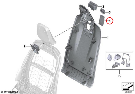 Tampa deslizante OEM 52105A36635 para BMW i20. Original BMW.