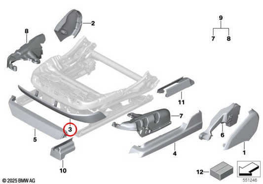 Panneau de protection de siège avant gauche OEM 52105A41B05 pour BMW Série 7 G70 735i, 740i, 750e xDrive... et plus. Véritable BMW.