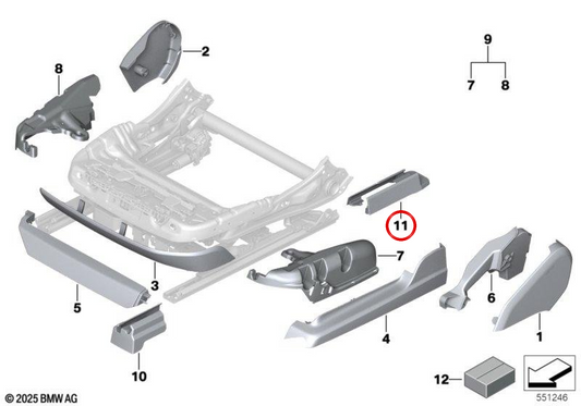 Evelelecedora Guide gauche Siège gauche OEM 52105A41FF3 pour BMW G60, G61, G68, G90, G70. BMW d'origine.