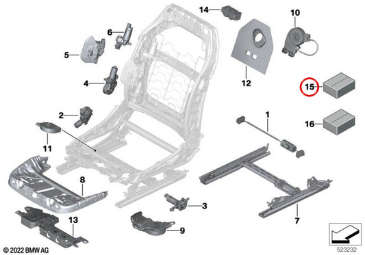 Kit de fixation pour la base de siège OEM 52105A47D39 pour BMW G60, G61, G68, G90, G70. BMW d'origine.
