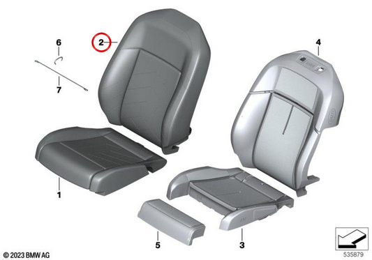 Rivestimento schienale sinistro nero OEM 52105A54767 per BMW Serie 5 G60 e G61 520d, 520d xDrive, 520i, 523d, 523d xDrive, 530e, 530e xDrive, 530i... e altri. Originale BMW.