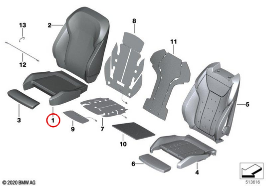 Ledertasche für Sportsitz OEM 52105A54948 für BMW G20, G21, G26. Original BMW.