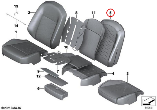 Schiuma ho lasciato comfort oem 52105a684c3 per BMW G70. BMW originale.
