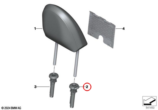 Guide d'appui-tête avec dispositif de verrouillage OEM 52105A69A29 pour MINI Countryman U25. MINI d'origine.