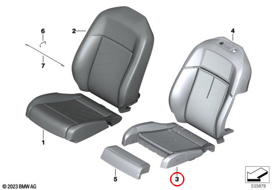 Espuma de asiento delantero con detección de ocupación y calefacción OEM 52105A8DBB0 para BMW Serie 5 G60 y G61. Original BMW.