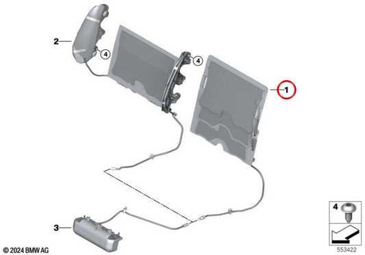 Tapete de massagem OEM 52105A9D043 para BMW F70, U06, U11, U10. BMW genuíno.