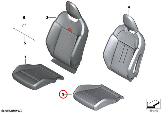 Pieza de gomaespuma asiento delantero OEM 52105B4A718 para MINI Countryman U25 (10/2022 - 03/2025). Original MINI.