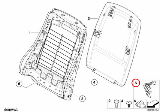 Clip del cavo Bowden OEM 52106982922 per BMW E81, E82, E88, F21, F22, F23, F87, E92, F32, F82. BMW originale.