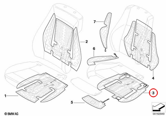 Élément de chauffage pour le siège en cuir sportif OEM 52106988983 pour BMW E81, E82, E88. BMW d'origine.