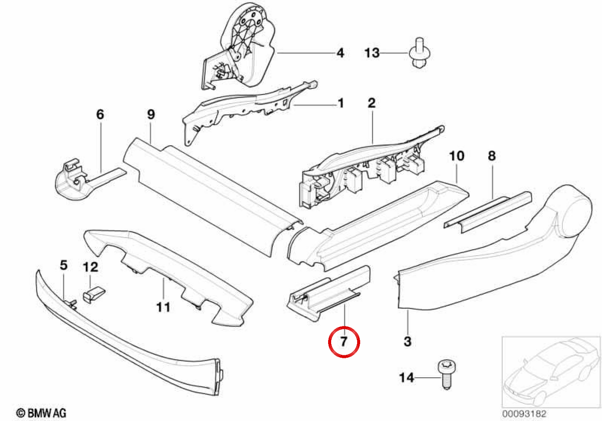 Acabamento externo dianteiro esquerdo OEM 52107007697 para BMW E60, E61, E65, E66. BMW genuíno.