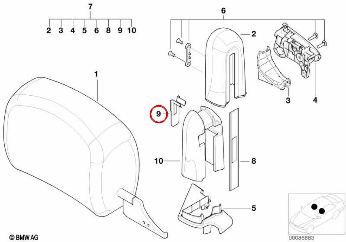 Backup setting guide OEM 52107050681 for BMW E46, E63, E64. Original BMW.