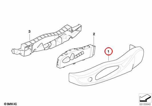 Embellista esterno destro del sedile OEM 52107057708 per BMW E63, E64. BMW originale.