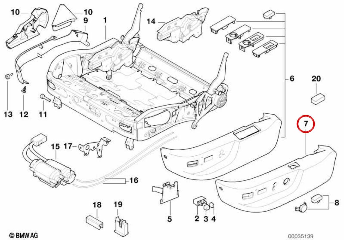 Cubierta exterior OEM 52107058009 para BMW E39 y E38. Original BMW.