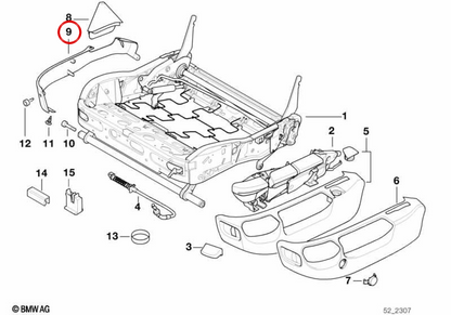 Embellecedor interior OEM 52107058019 para BMW E39, E38. Original BMW.