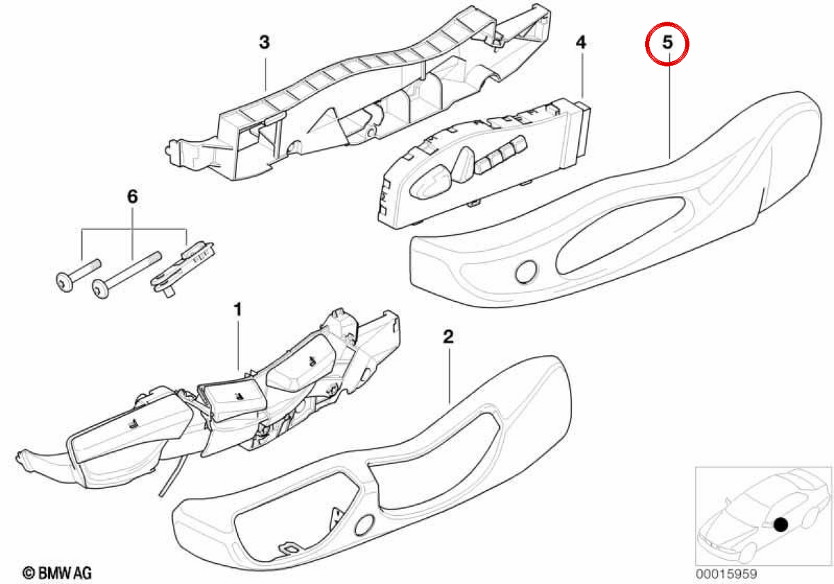 OEM a sinistra ECTULITÀ EMPERNO 52107059633 per BMW E85, E86. BMW originale.