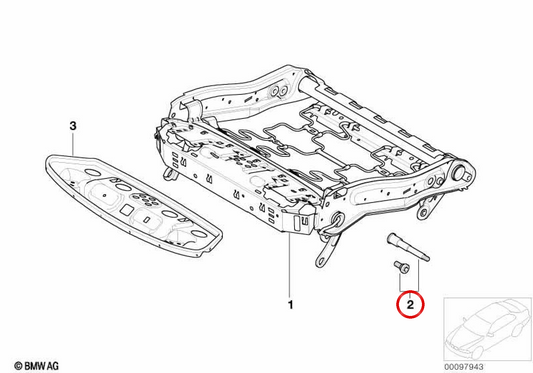 Conjunto de parafusos de assento OEM 52107068060 para BMW E60, E61, E65, E66. BMW genuíno.