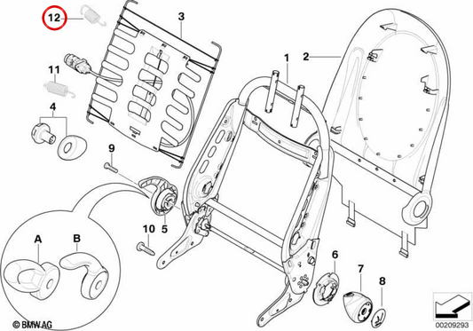 Obere linke Schraubenfeder OEM 52107070347 für MINI R50, R53, Cabrio R52. Originaler MINI.