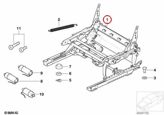 Mécanisme électrique du siège droit OEM 5210711188 pour BMW E85, E86. BMW d'origine.
