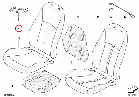 OEM leather backup cover 52107121711 for BMW E85, E86. Original BMW.
