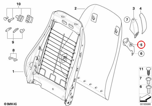 OM 52107165344 Guida alla cintura destra per BMW E85, E86. BMW originale.