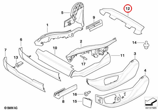 Obere Abdeckung des Sitzes OEM 52107170711 für BMW E70, E71, E72. Original BMW.