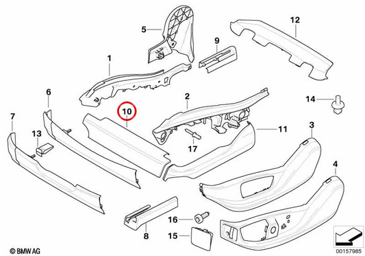 Linke vordere Schienenabdeckung OEM 52107170715 für BMW E70, E71, E72. Original BMW.