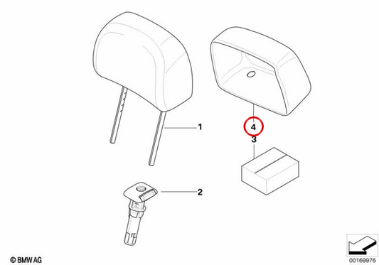 Tapa embellecedora del reposacabezas OEM 52107211561 para BMW E63, E64. Original BMW.