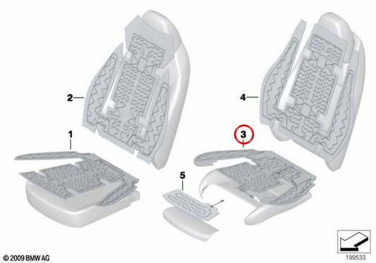 Conducteur de sport d'éléments de chauffage OEM 52107216219 pour BMW E89. BMW d'origine.