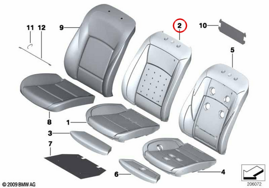 Base schiuma OEM 5210729967 per BMW F07, F10, F11, F01, F02, F04. BMW originale.