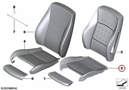 Cushion Sports Seat OEM 52107240058 pour BMW F25, F26. BMW d'origine.