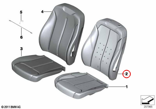 Basisschaum linke Unterstützung OEM 52107243541 für BMW F20, F21, F22, F23, F30, F31, F34, F32, F36. Original BMW.