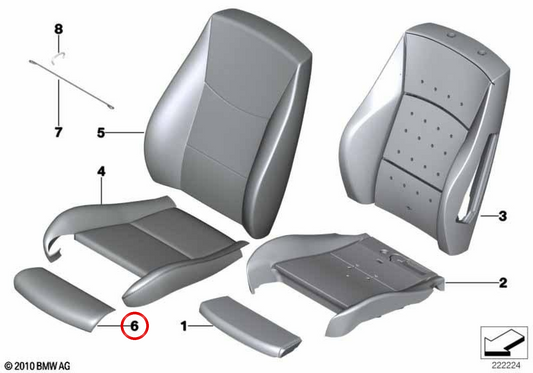Reposabrazos extensión muslo OEM 52107255699 para BMW F25, F26. Original BMW.