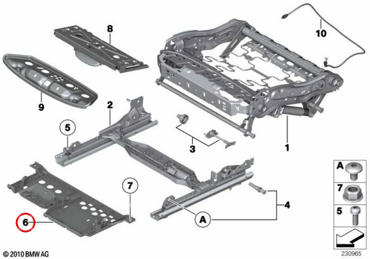 OEM 52107267729 piastra di supporto sinistra per BMW F07, F10, F11, F01, F02, F04. BMW originale.