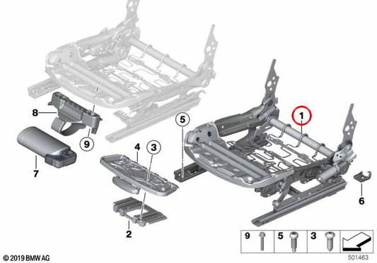 Elektrischer Mechanismus OEM Rechten Sitz 52107285860 für BMW F21, F22, F87, F32, F82. Original BMW.