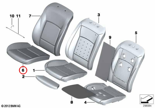 Funda de asiento confort en cuero climatizado OEM 52107303840 para BMW F01, F02. Original BMW.