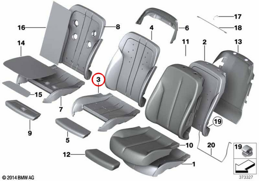 Foam Right Comfort Seat 52107308030 for BMW F06, F12, F13. Original BMW.