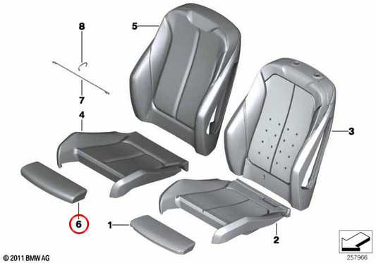 Capa para apoio de pernas OEM 52107308747 para BMW F30, F31, F34, F32, F36. BMW genuíno.