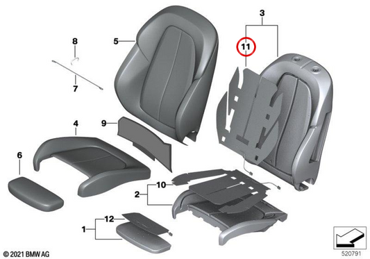 OEM 52107310982 Sistema di riscaldamento dello schienale del sedile per BMW F45 Active Tourer LCI, X1 F48 LCI... e altro ancora. BMW originale.