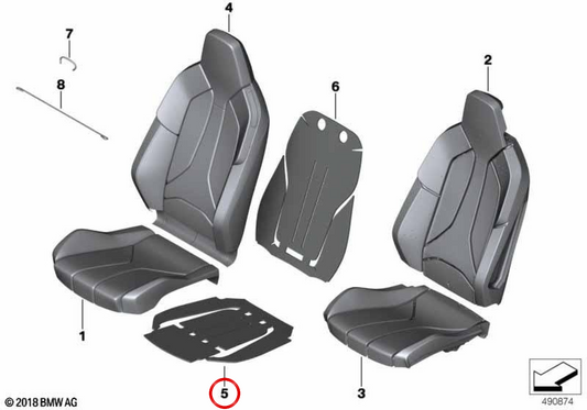 Elemento aquecido de assento esportivo OEM 52107326663 para BMW i8 (I15). BMW genuíno.