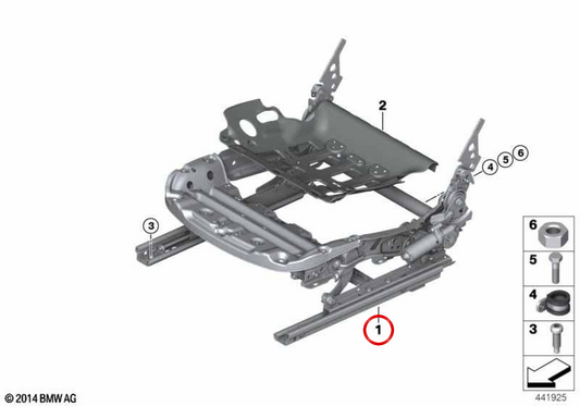 Mecanismo asiento eléctrico derecho OEM 52107326666 para BMW I12. Original BMW.