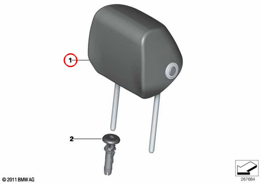 Encosto de cabeça de couro OEM 52107362607 para BMW F30, F31, F34, F32, F36. BMW genuíno.