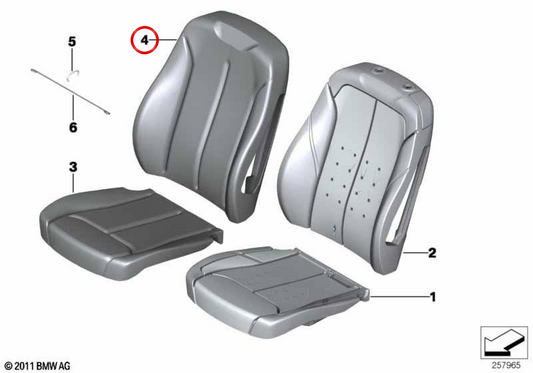 Backup in pelle sintetica sinistra OEM 52107365341 per BMW F21, F22, F23, F32. BMW originale.