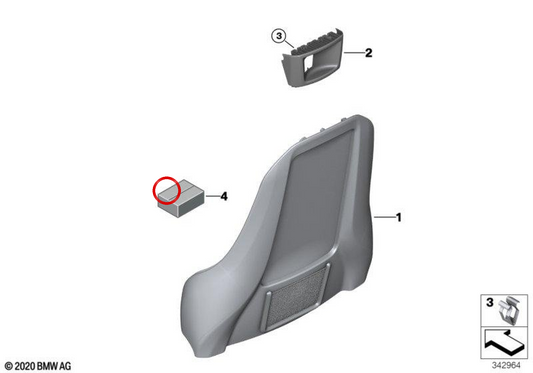 Supporto per sedili con rete OEM 52107365617 per BMW I3 (I01). BMW originale.