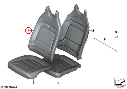 Funda de respaldo en tela (lado izquierdo) OEM 52107365683 para BMW i3 (I01). Original BMW.