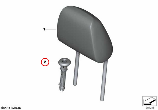 Guia de encosto de cabeça OEM 52107378203 para BMW F52, F45, F46, F48, F49, F39. BMW genuíno.
